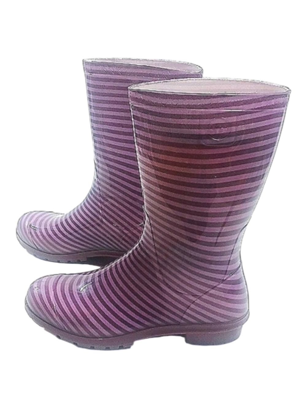 Ugg Rain Boots Faux Fur Lined Light and Dark Purple Horizontal Striped Size 5
